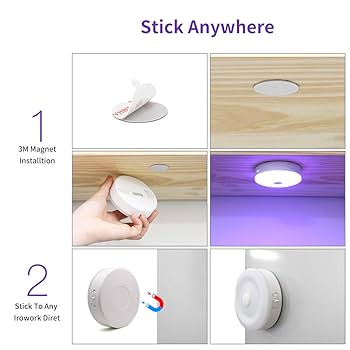BASON LIGHTING Rechargeable Puck Lights with Remote, Color